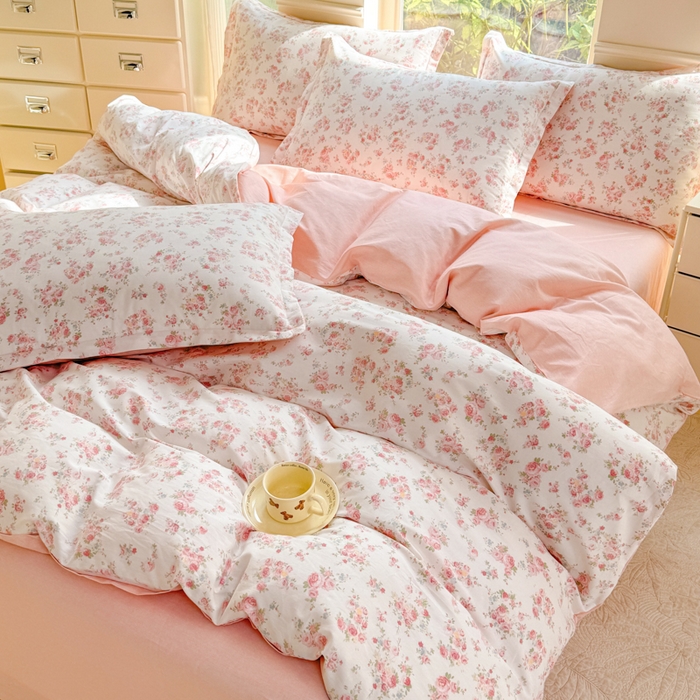 91家纺网 家纺一手货源 找家纺 佑金甜 2026新款精梳全棉印花单被套 昕薇花语