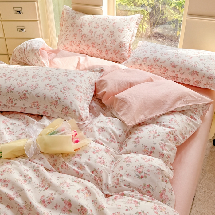 91家纺网 家纺一手货源 找家纺 佑金甜 2026新款精梳全棉印花单被套 昕薇花语