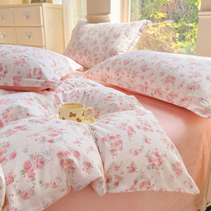 91家纺网 家纺一手货源 找家纺 佑金甜 2026新款精梳全棉印花单被套 昕薇花语