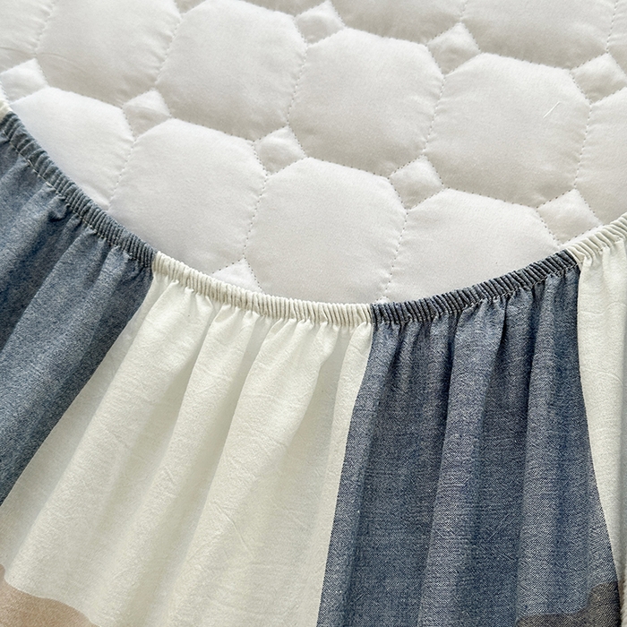 91家纺网 家纺一手货源 找家纺 犇牛仓储供应链 2026新款亲肤纯棉加厚床笠 经典蓝大格