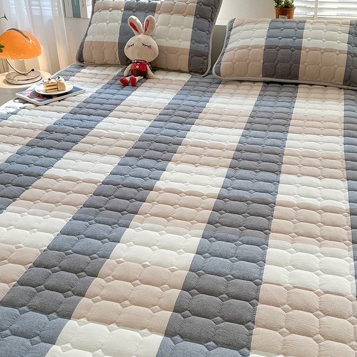 91家纺网 家纺一手货源 找家纺 犇牛仓储供应链 2026新款亲肤纯棉加厚床笠 经典蓝大格