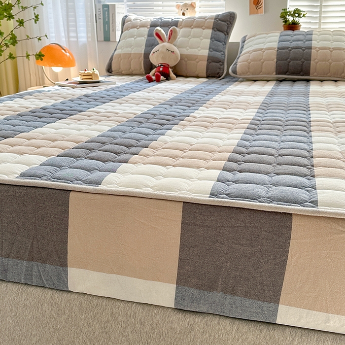 91家纺网 家纺一手货源 找家纺 犇牛仓储供应链 2026新款亲肤纯棉加厚床笠 经典蓝大格