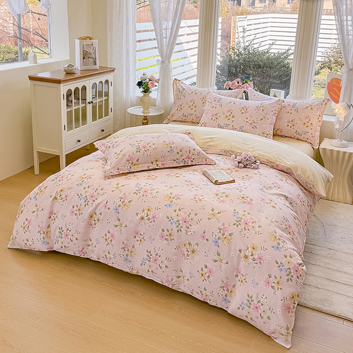 91家纺网 家纺一手货源 找家纺 佑金甜 2026新款精梳全棉印花单被套 星花漫