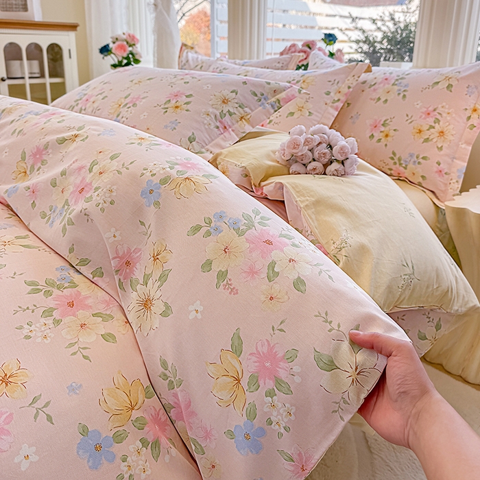 91家纺网 家纺一手货源 找家纺 佑金甜 2026新款精梳全棉印花单被套 星花漫