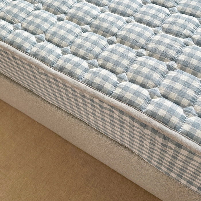 91家纺网 家纺一手货源 找家纺 犇牛仓储供应链 2026新款亲肤纯棉加厚床笠 经典蓝小格