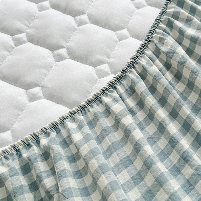 91家纺网 家纺一手货源 找家纺 犇牛仓储供应链 2026新款亲肤纯棉加厚床笠 经典蓝小格