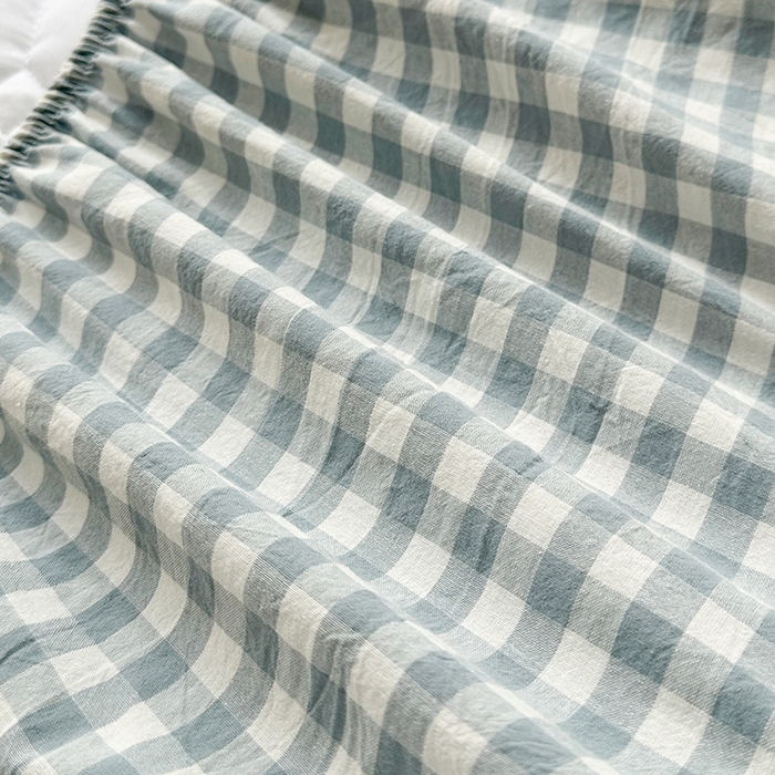 91家纺网 家纺一手货源 找家纺 犇牛仓储供应链 2026新款亲肤纯棉加厚床笠 经典蓝小格