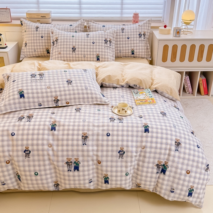 91家纺网 家纺一手货源 找家纺 佑金甜 2026新款精梳全棉印花单被套 熊博士