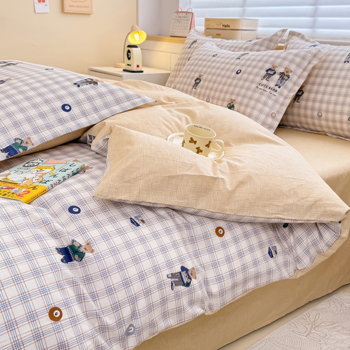 91家纺网 家纺一手货源 找家纺 佑金甜 2026新款精梳全棉印花单被套 熊博士