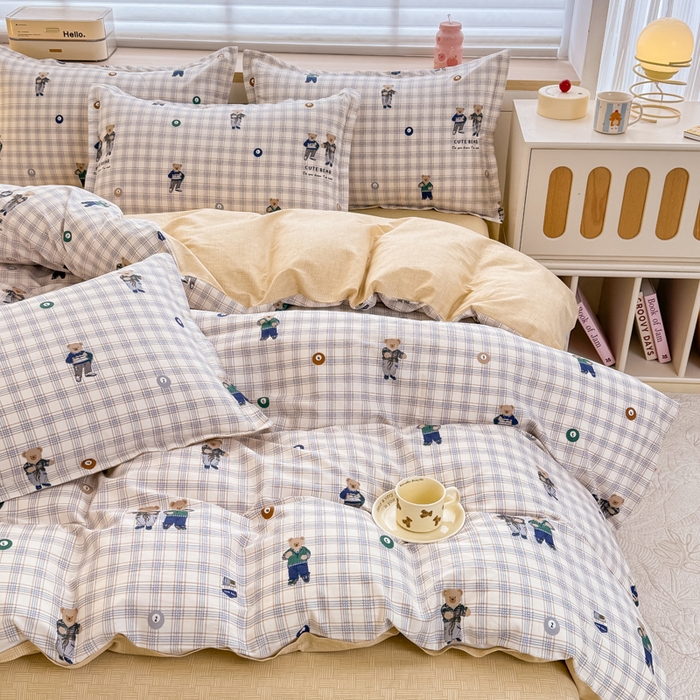 91家纺网 家纺一手货源 找家纺 佑金甜 2026新款精梳全棉印花单被套 熊博士