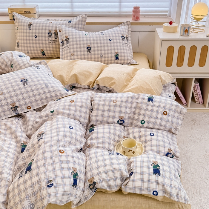 91家纺网 家纺一手货源 找家纺 佑金甜 2026新款精梳全棉印花单被套 熊博士