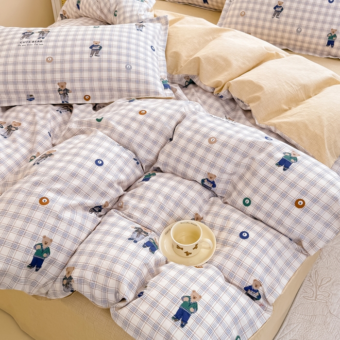 91家纺网 家纺一手货源 找家纺 佑金甜 2026新款精梳全棉印花单被套 熊博士