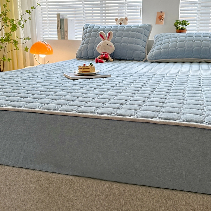 91家纺网 家纺一手货源 找家纺 犇牛仓储供应链 2026新款亲肤纯棉加厚床笠 经典清雅蓝