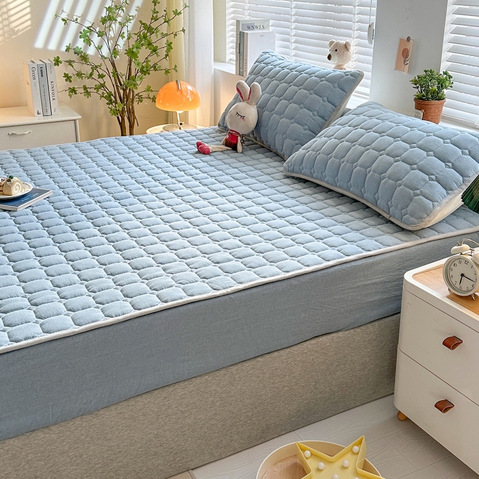 91家纺网 家纺一手货源 找家纺 犇牛仓储供应链 2026新款亲肤纯棉加厚床笠 经典清雅蓝