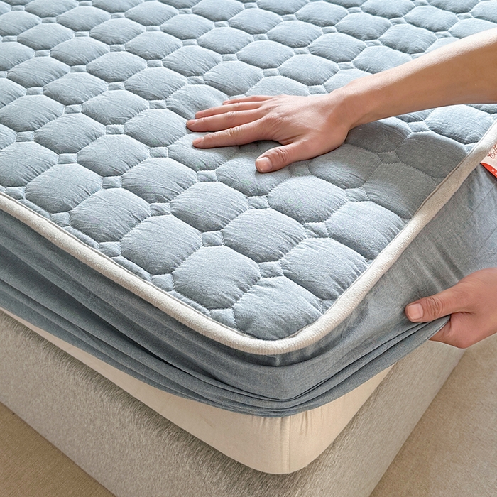 91家纺网 家纺一手货源 找家纺 犇牛仓储供应链 2026新款亲肤纯棉加厚床笠 经典清雅蓝