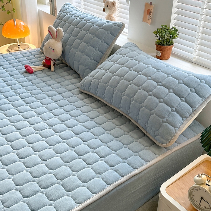 91家纺网 家纺一手货源 找家纺 犇牛仓储供应链 2026新款亲肤纯棉加厚床笠 经典清雅蓝