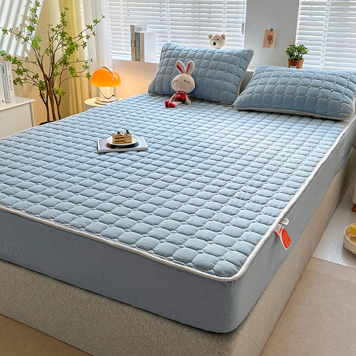 91家纺网 家纺一手货源 找家纺 犇牛仓储供应链 2026新款亲肤纯棉加厚床笠 经典清雅蓝