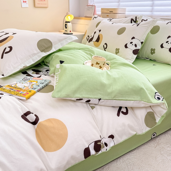 91家纺网 家纺一手货源 找家纺 佑金甜 2026新款精梳全棉印花单被套 熊猫抱竹