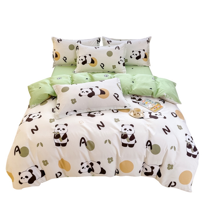 91家纺网 家纺一手货源 找家纺 佑金甜 2026新款精梳全棉印花单被套 熊猫抱竹