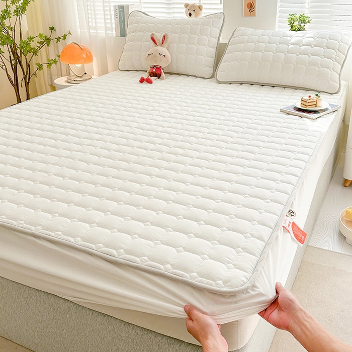 91家纺网 家纺一手货源 找家纺 犇牛仓储供应链 2026新款亲肤纯棉加厚床笠 经典月光白