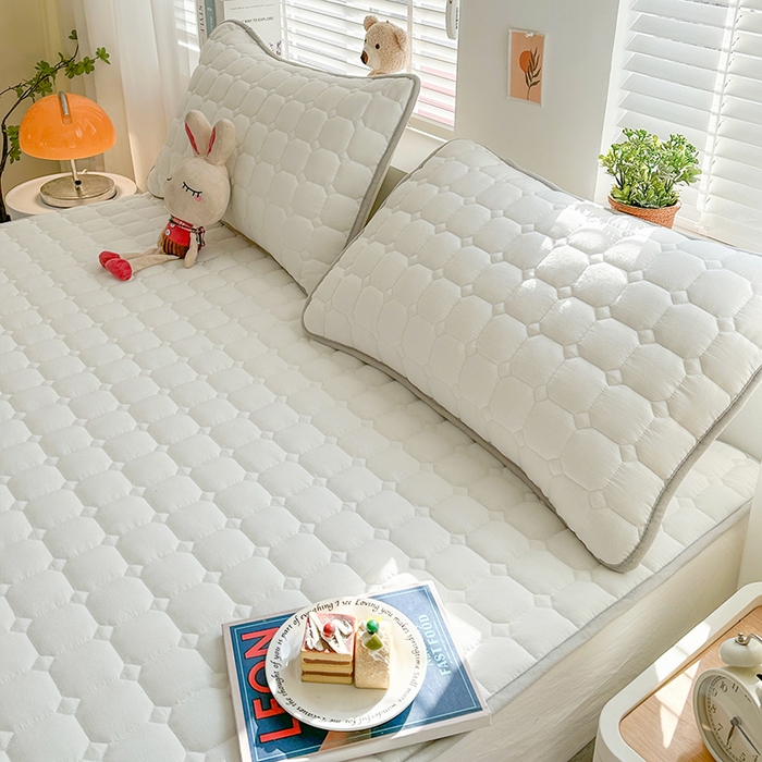 91家纺网 家纺一手货源 找家纺 犇牛仓储供应链 2026新款亲肤纯棉加厚床笠 经典月光白