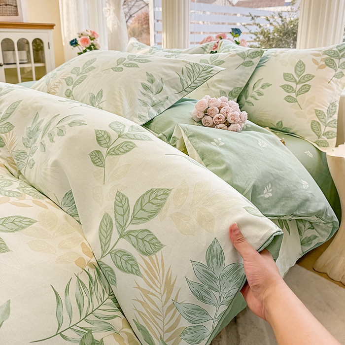 91家纺网 家纺一手货源 找家纺 佑金甜 2026新款精梳全棉印花单被套 叶语