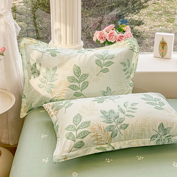 91家纺网 家纺一手货源 找家纺 佑金甜 2026新款精梳全棉印花单被套 叶语