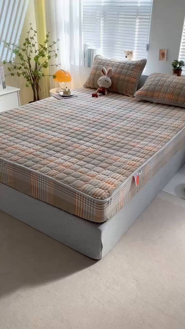 91家纺网 家纺一手货源 找家纺 犇牛仓储供应链 2026新款亲肤纯棉加厚床笠 乐享时光-咖