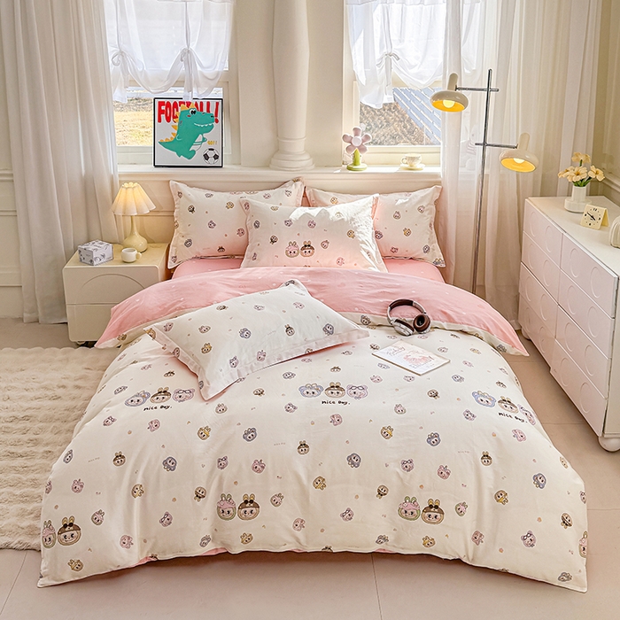 91家纺网 家纺一手货源 找家纺 佑金甜 2026新款精梳全棉印花单被套 元气萌宝