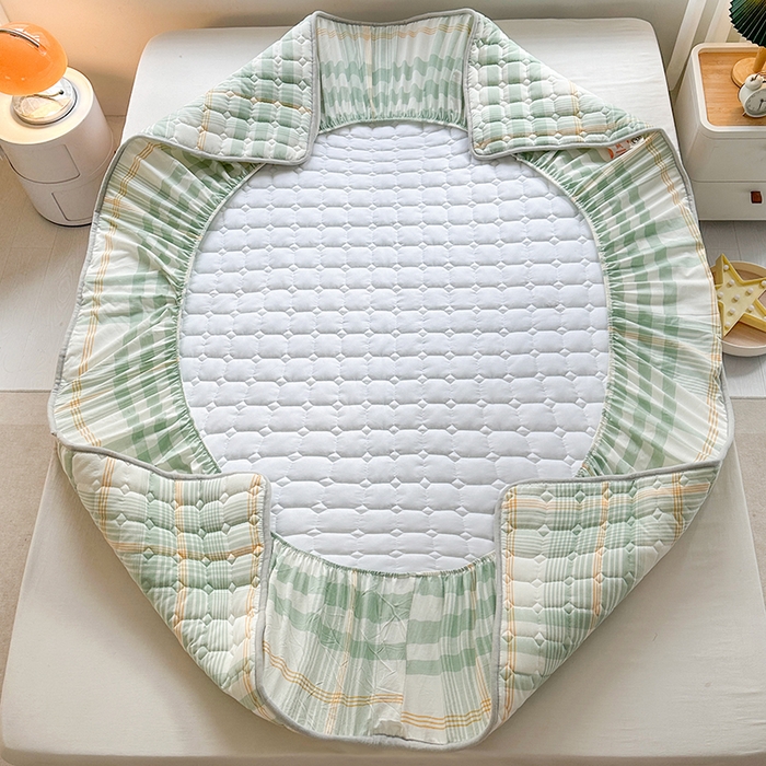 91家纺网 家纺一手货源 找家纺 犇牛仓储供应链 2026新款亲肤纯棉加厚床笠 时光浅蓝色