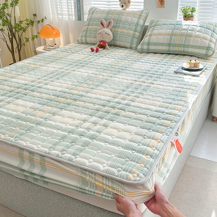 91家纺网 家纺一手货源 找家纺 犇牛仓储供应链 2026新款亲肤纯棉加厚床笠 时光浅蓝色