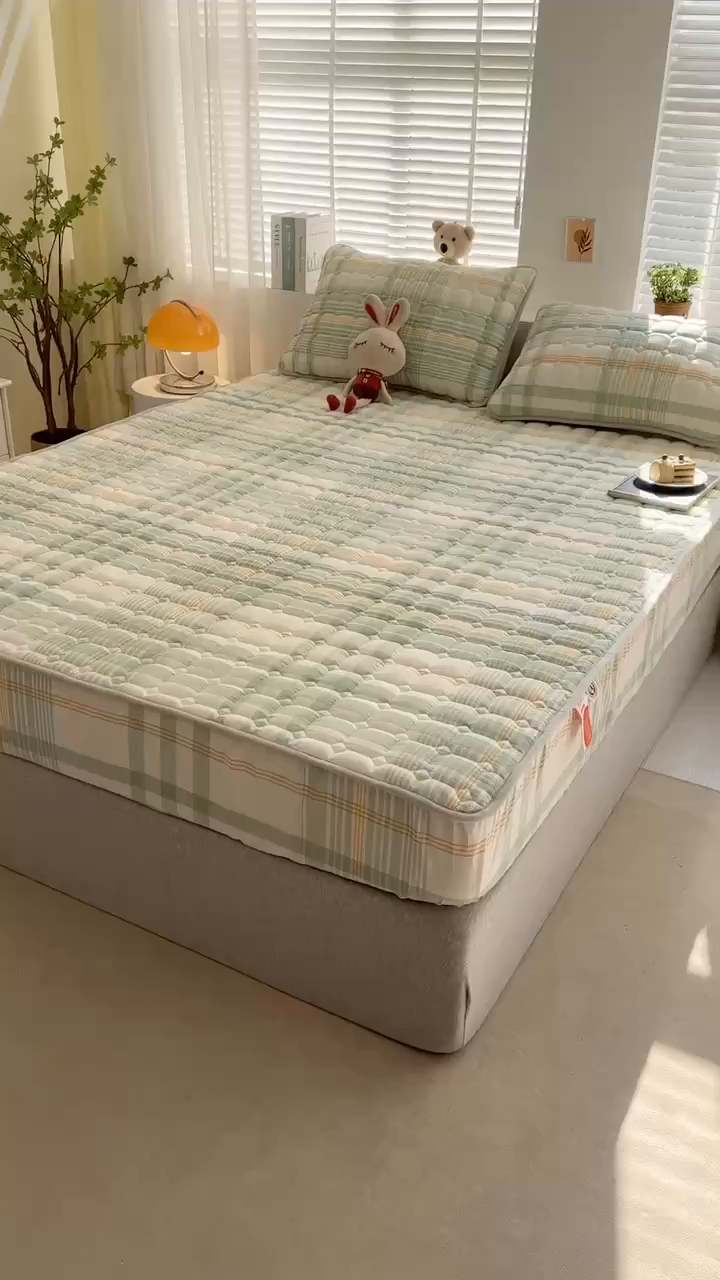 91家纺网 家纺一手货源 找家纺 犇牛仓储供应链 2026新款亲肤纯棉加厚床笠 时光浅蓝色