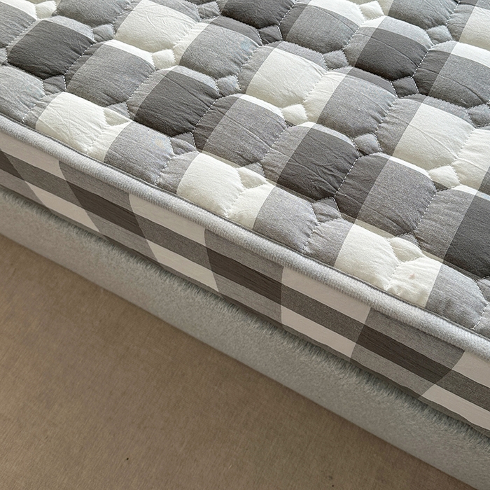 91家纺网 家纺一手货源 找家纺 犇牛仓储供应链 2026新款亲肤纯棉加厚床笠 时尚灰中格