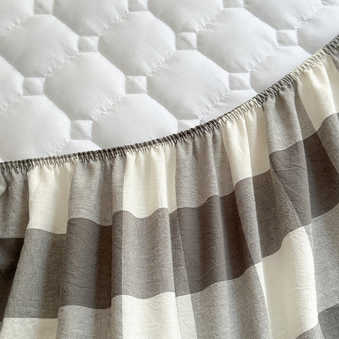 91家纺网 家纺一手货源 找家纺 犇牛仓储供应链 2026新款亲肤纯棉加厚床笠 时尚灰中格