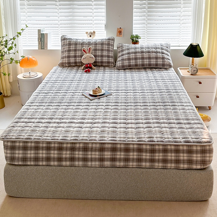 犇牛仓储供应链 2026新款亲肤纯棉加厚床笠 时尚烟雨灰