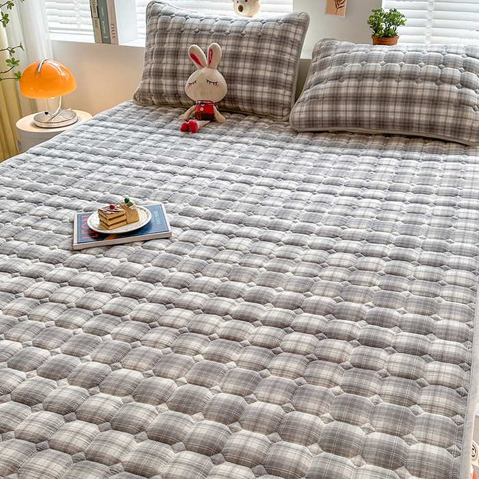 91家纺网 家纺一手货源 找家纺 犇牛仓储供应链 2026新款亲肤纯棉加厚床笠 时尚烟雨灰