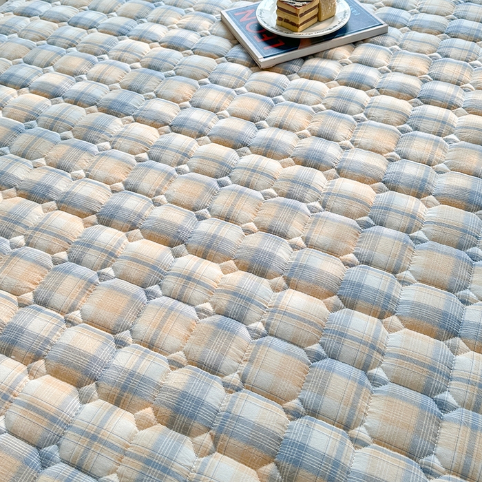 91家纺网 家纺一手货源 找家纺 犇牛仓储供应链 2026新款亲肤纯棉加厚床笠 素雅咖错格