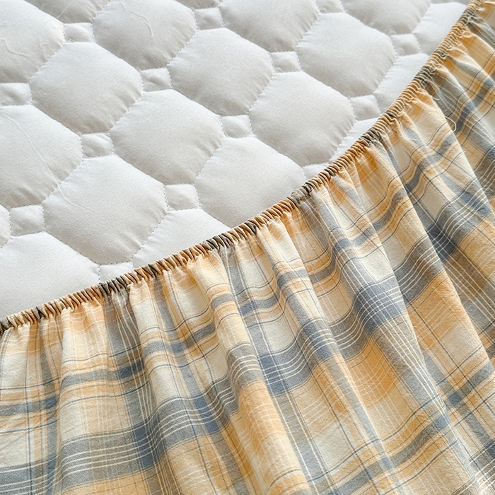 91家纺网 家纺一手货源 找家纺 犇牛仓储供应链 2026新款亲肤纯棉加厚床笠 素雅咖错格