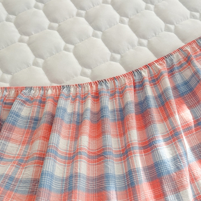 91家纺网 家纺一手货源 找家纺 犇牛仓储供应链 2026新款亲肤纯棉加厚床笠 素雅蓝粉格