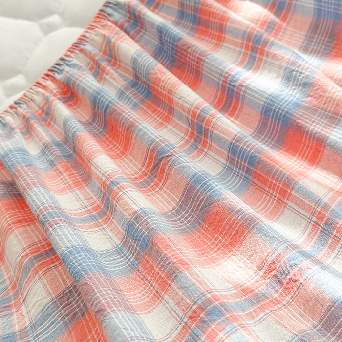 91家纺网 家纺一手货源 找家纺 犇牛仓储供应链 2026新款亲肤纯棉加厚床笠 素雅蓝粉格