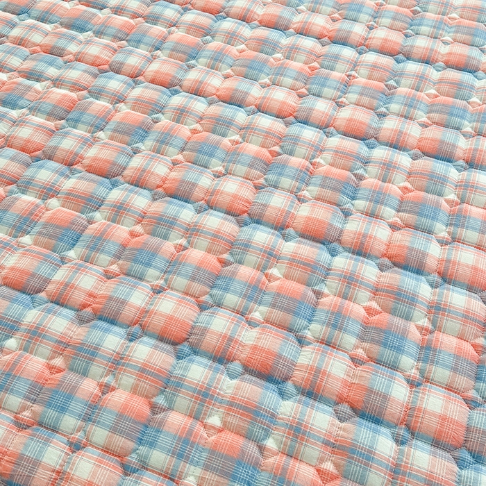 91家纺网 家纺一手货源 找家纺 犇牛仓储供应链 2026新款亲肤纯棉加厚床笠 素雅蓝粉格