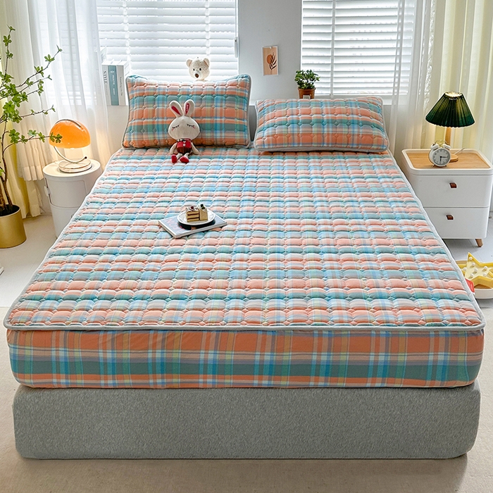 犇牛仓储供应链 2026新款亲肤纯棉加厚床笠 素雅炫彩格