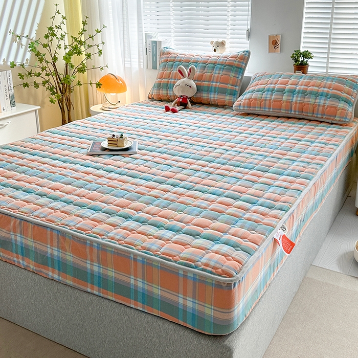 91家纺网 家纺一手货源 找家纺 犇牛仓储供应链 2026新款亲肤纯棉加厚床笠 素雅炫彩格