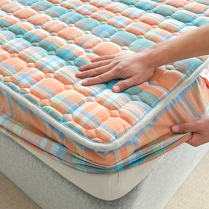 91家纺网 家纺一手货源 找家纺 犇牛仓储供应链 2026新款亲肤纯棉加厚床笠 素雅炫彩格