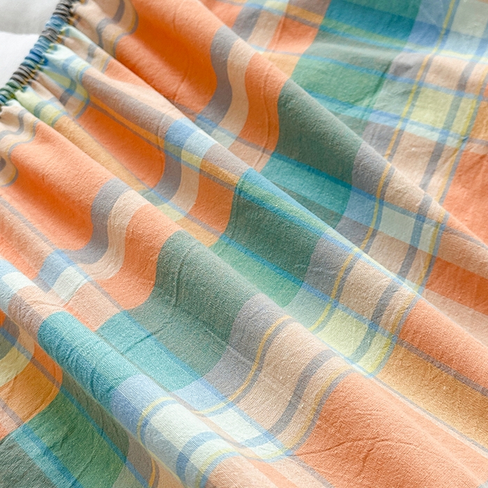 91家纺网 家纺一手货源 找家纺 犇牛仓储供应链 2026新款亲肤纯棉加厚床笠 素雅炫彩格