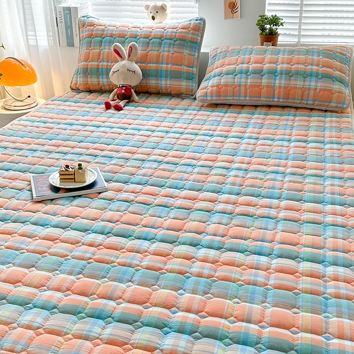 91家纺网 家纺一手货源 找家纺 犇牛仓储供应链 2026新款亲肤纯棉加厚床笠 素雅炫彩格