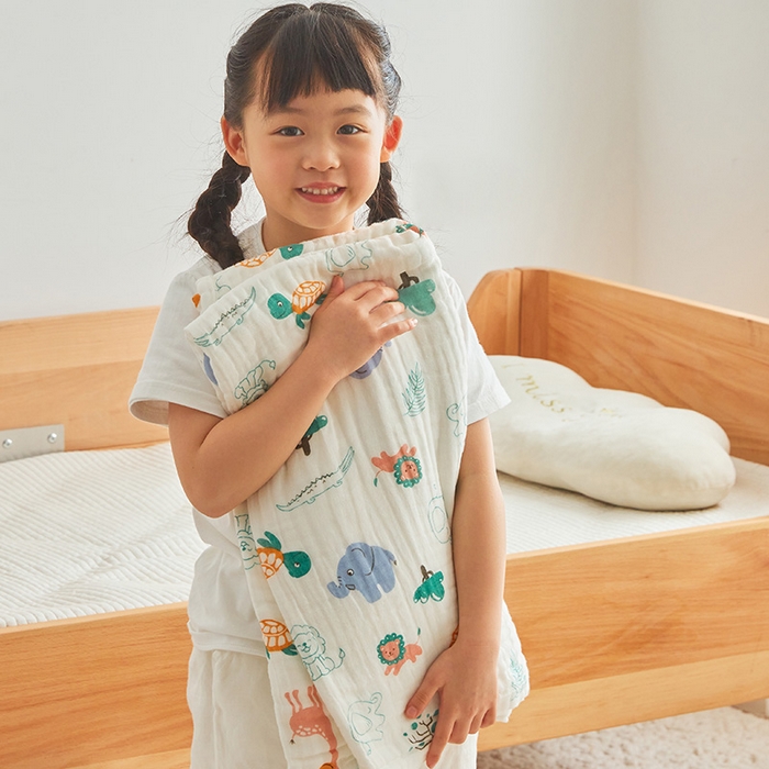 91家纺网 家纺一手货源 找家纺 嗨生活 2026新款A类婴幼儿童夏凉空调被子浴巾六层纱布毛巾被纯棉办公室幼儿园午睡盖毯子 动物乐园