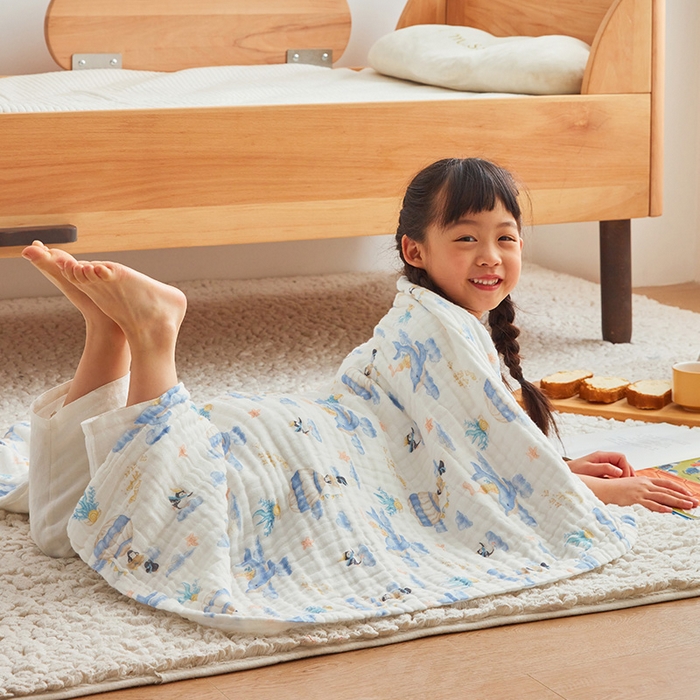 91家纺网 家纺一手货源 找家纺 嗨生活 2026新款A类婴幼儿童夏凉空调被子浴巾六层纱布毛巾被纯棉办公室幼儿园午睡盖毯子 奇妙世界