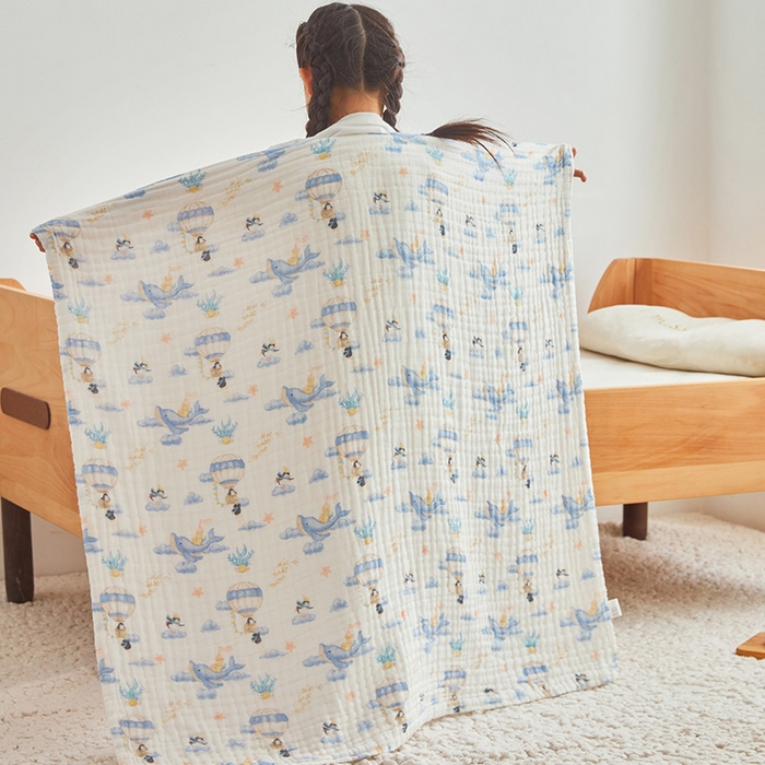 91家纺网 家纺一手货源 找家纺 嗨生活 2026新款A类婴幼儿童夏凉空调被子浴巾六层纱布毛巾被纯棉办公室幼儿园午睡盖毯子 奇妙世界