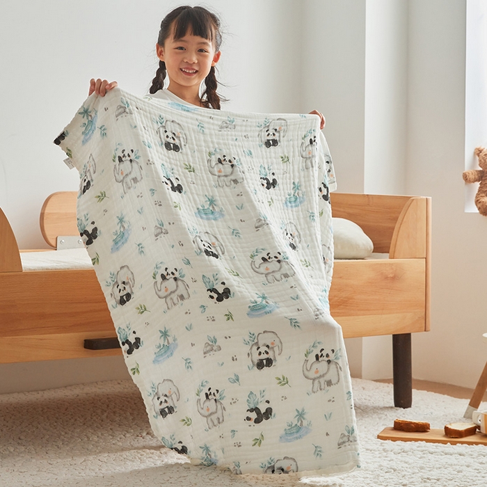 91家纺网 家纺一手货源 找家纺 嗨生活 2026新款A类婴幼儿童夏凉空调被子浴巾六层纱布毛巾被纯棉办公室幼儿园午睡盖毯子 竹林熊猫